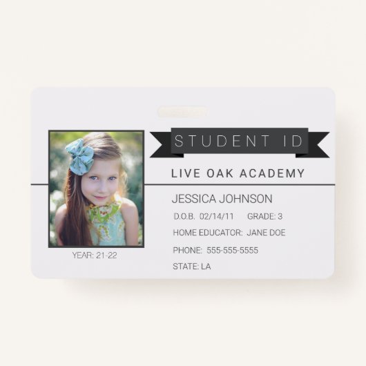 Identiteitskaart van de Student van Homeschool het Badge (Voorkant)