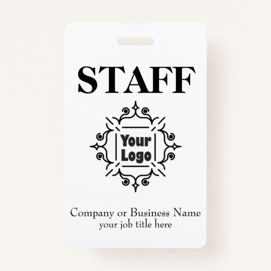 Identiteitskaart van het zwart-witte Personeel met Badge (Voorkant)