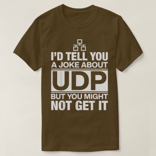 Identiteitskaart vertelt u een Joke over UDP Progr T-shirt (Design voorkant)