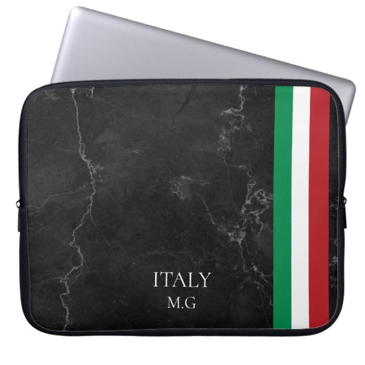 Identity Tech Custom Black Marble Laptop Sleeve (Voorkant)