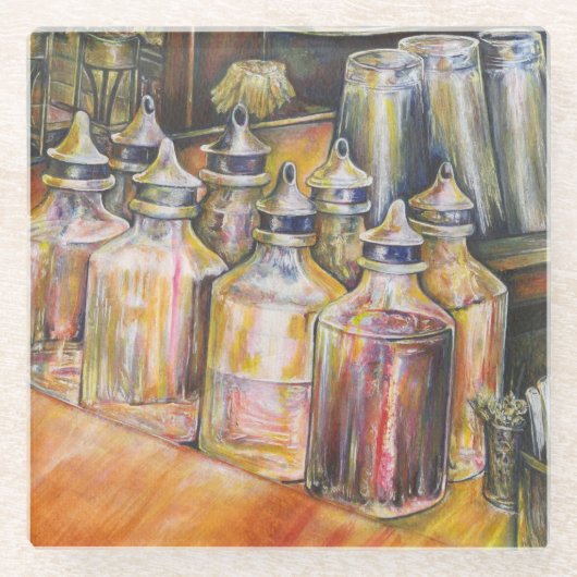 Ideografie van Golden Light Glazen Onderzetter (Voorkant)