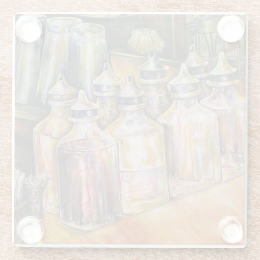 Ideografie van Golden Light Glazen Onderzetter (Achterkant)