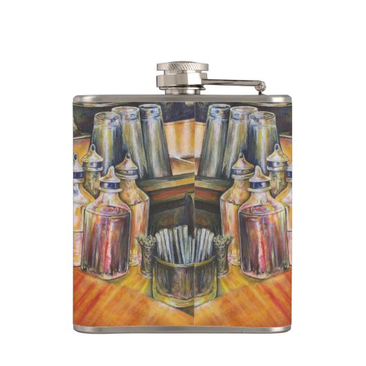 Ideografie van Golden Light Heupfles (Achterkant)