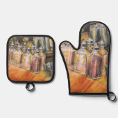 Ideografie van Golden Light. Ovenwant & Pannenlap Set (Voorkant)