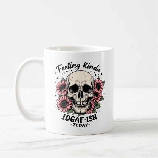IDGAF-ISH-Mok | Funny Skull Floral Koffiekopje Koffiemok (Links)