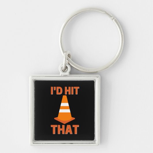I'd'hit that funny autocross driver oranje cone sleutelhanger (Voorkant)