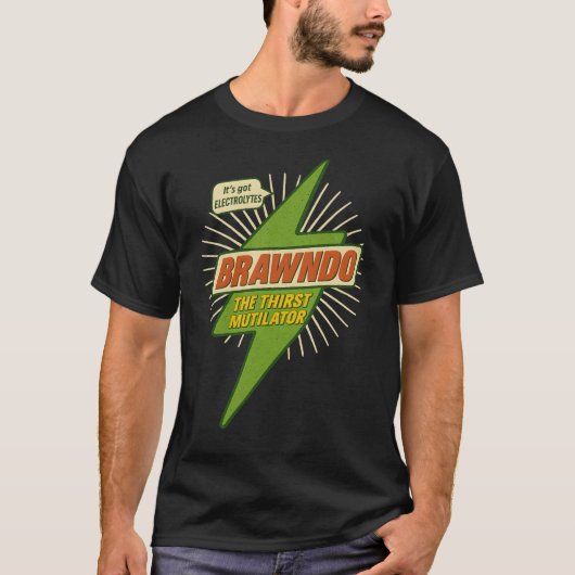 Idiocracy Brawndo T-shirt – Electrolyten Parodie D (Voorkant)