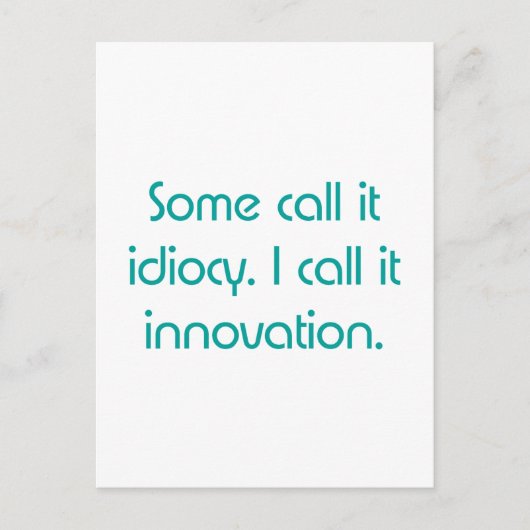 Idiocy of innovatie briefkaart (Voorkant)