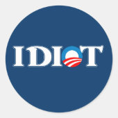 Idioot Obama Ronde Sticker (Voorkant)