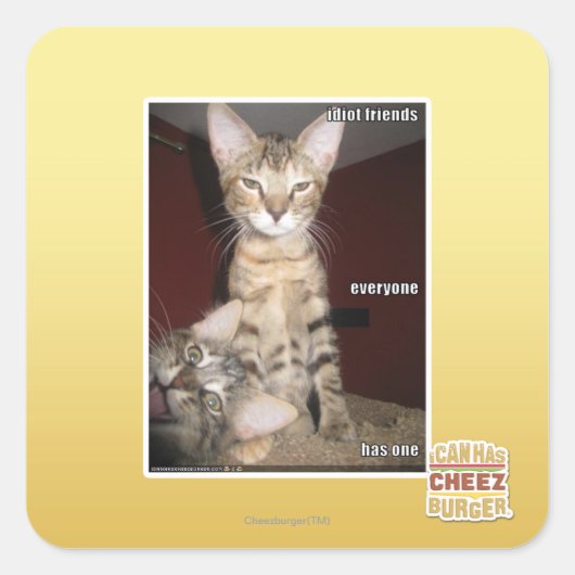 Idioot Vrienden Vierkante Sticker (Voorkant)