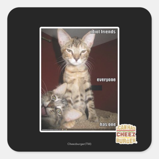 Idioot Vrienden Vierkante Sticker (Voorkant)