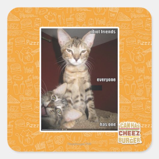 Idioot Vrienden Vierkante Sticker (Voorkant)