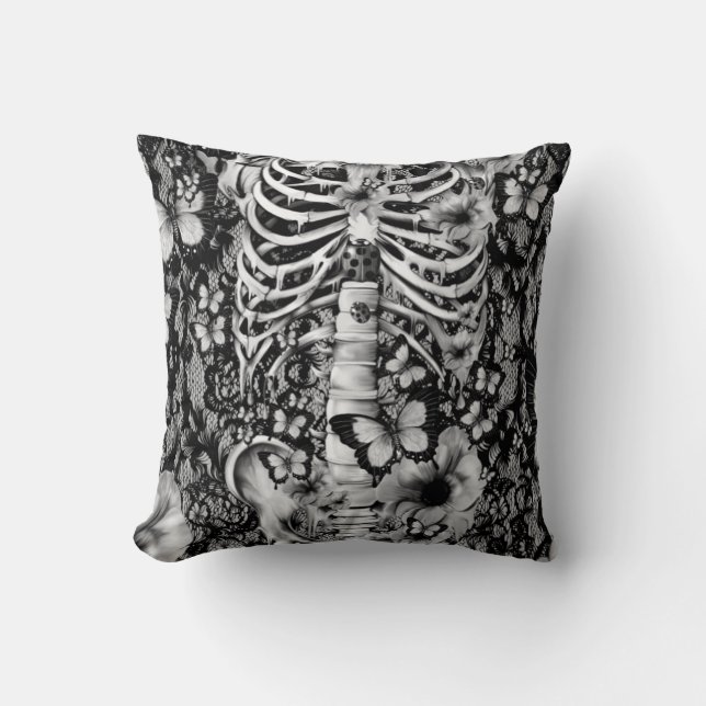 Idiopathische idioot florale lace skeleton kussen (Voorkant)
