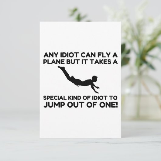 IDIOT SKYDIVING BEDANKKAART (Staand voorkant)