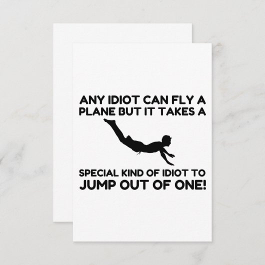 IDIOT SKYDIVING BEDANKKAART (Voorkant / Achterkant)