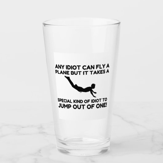 IDIOT SKYDIVING GLAS (Voorkant)