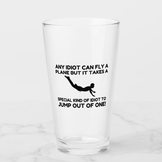 IDIOT SKYDIVING GLAS (Voorkant)