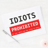 Idioten verboden rechthoekige sticker (Envelop)