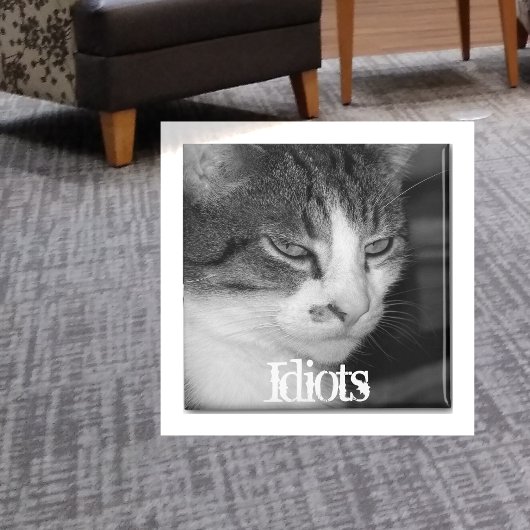 "Idiots" Crabby Cat Magnet