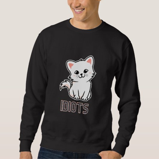 Idiots Meme Retro Style Vintage Cats Trui (Voorkant)