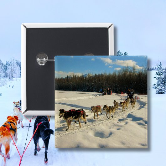 Iditarod Trail Sled Dog Race Vierkante Button 5,1 Cm