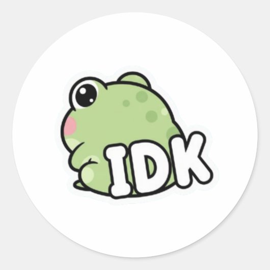 IDK Kikker Sticker Schattige Negeer Kikker Minimaa (Voorkant)