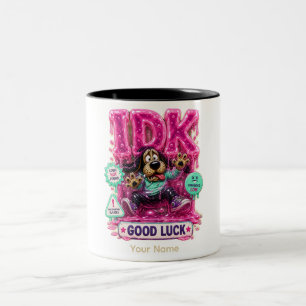 IDK Persoonlijk Grappig Sarcasme T-Shirt Tweekleurige Koffiemok