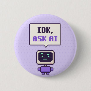 IDK, vraag AI Funny AI Pixel Knop Ronde Button 5,7 Cm