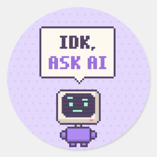 IDK, Vraag AI Grappige AI Pixel Sticker (Voorkant)