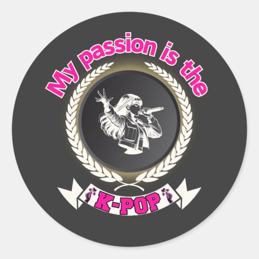 Idol Singing Passion KPop Music Fan Art Design Ronde Sticker (Voorkant)
