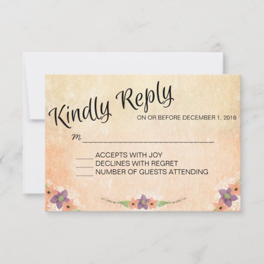 IDP1-menu waterverf-weddenschapskaart RSVP Kaartje (Voorkant)