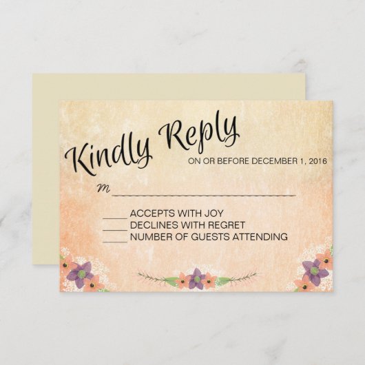 IDP1-menu waterverf-weddenschapskaart RSVP Kaartje (Voorkant / Achterkant)