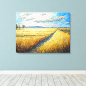 Idyllic Golden Wheat Fields Meadow Canvas Afdruk (Insitu (Houten vloer))