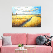 Idyllic Golden Wheat Fields Meadow Canvas Afdruk (Insitu (Woonkamer))