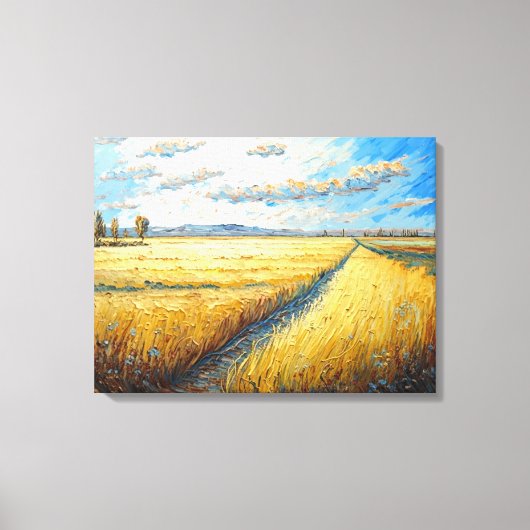 Idyllic Golden Wheat Fields Meadow Canvas Afdruk (Voorkant)