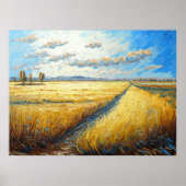 Idyllic Golden Wheat Fields Meadow Poster (Voorkant)