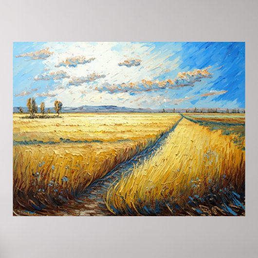 Idyllic Golden Wheat Fields Meadow Poster (Voorkant)
