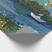 Idyllic Riverside Wildlife Illustration Children's Cadeaupapier (Hoek)