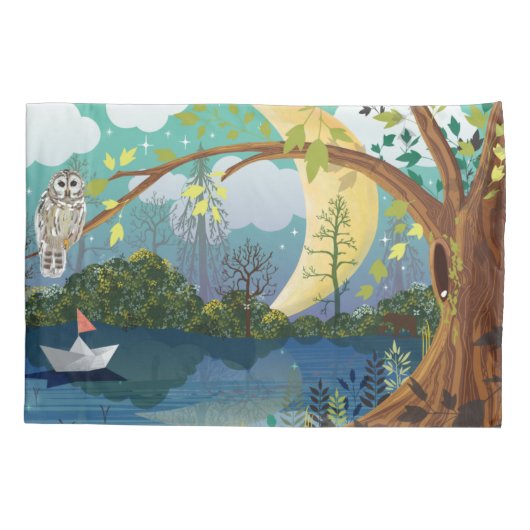 Idyllic Riverside Wildlife Illustration Children's Kussensloop (Achterkant)