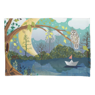 Idyllic Riverside Wildlife Illustration Children's Kussensloop