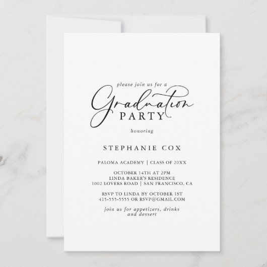 Idyllic stijlvolle Calligraphy Graduation Party Kaart (Voorkant)