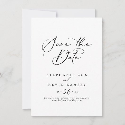 Idyllic stijlvolle kalligrafie bruiloft save the date (Voorkant)