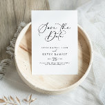 Idyllic stijlvolle kalligrafie bruiloft save the date<br><div class="desc">Deze idyllische,  stijlvolle kalligrafie bruiloft is perfect voor een ritje. Het eenvoudige en elegante ontwerp kenmerkt klassieke en fancy manuscripttypografie in zwart-wit.</div>