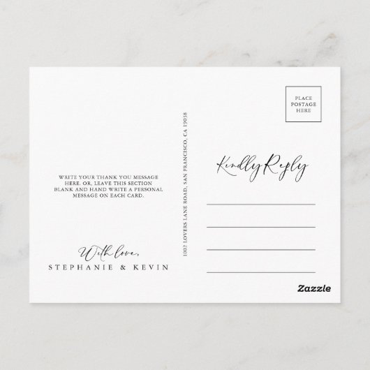 Idyllic stijlvolle kalligrafie Dank u Briefkaart (Achterkant)