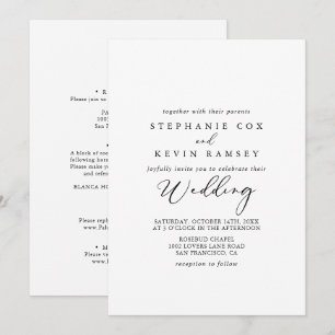 Idyllic stijlvolle kalligrafie voor en achter brui kaart