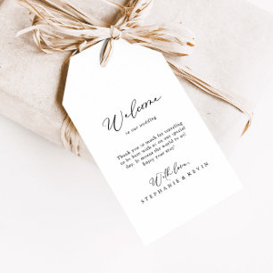 Idyllic stijlvolle kalligrafie Welkomstwoord bruil Cadeaulabel