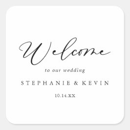 Idyllic stijlvolle kalligrafie Welkomstwoord bruil Vierkante Sticker