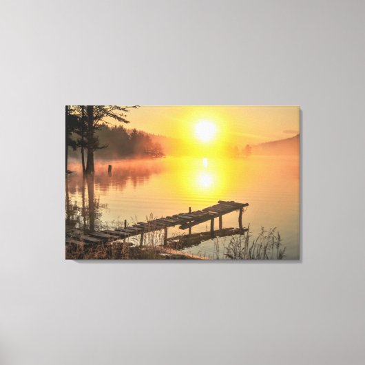 Idyllic Sunrise | Misty Mountain Lake, Bulgarije Canvas Afdruk (Voorkant)