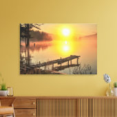 Idyllic Sunrise | Misty Mountain Lake, Bulgarije Canvas Afdruk (Insitu (Woonkamer))