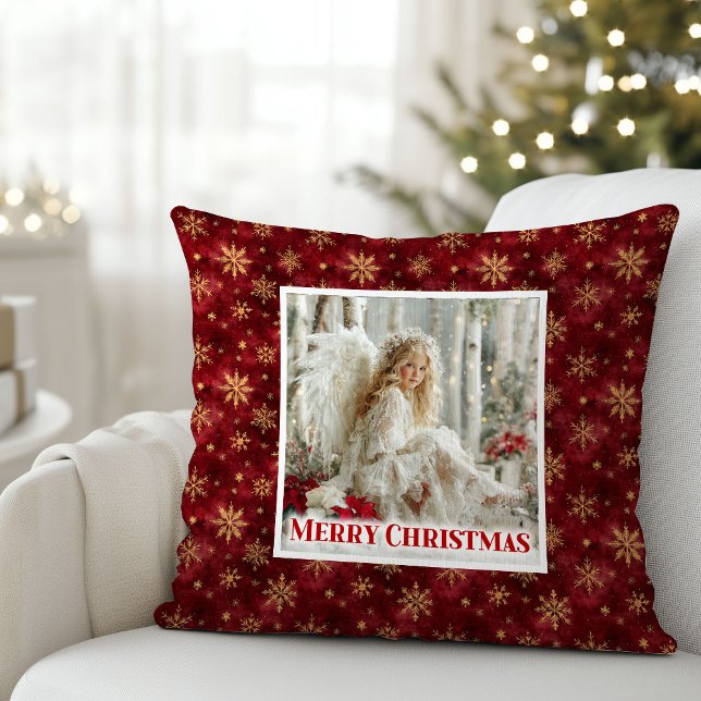 Idyllic Victorian Angel Red and Gold Gift Pillow Kussen (Idyllic Victorian Angel Red and Gold Gift Pillow)